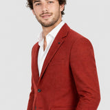 Sacou bărbați slim fit cărămiziu cu închidere la doi nasturi