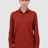Bluză polo bărbați cu mânecă lungă, cărămiziu