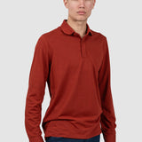 Bluză polo bărbați cu mânecă lungă, cărămiziu
