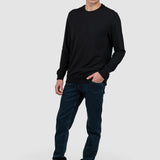 Bluză bărbați crew neck cu manșete rib, culori închise