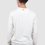 Bluză bărbați crew neck cu manșete rib, alb/bej