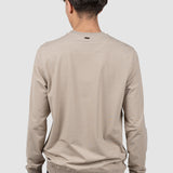 Bluză bărbați crew neck cu manșete rib, alb/bej