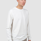 Bluză bărbați crew neck cu manșete rib, alb/bej