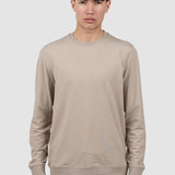 Bluză bărbați crew neck cu manșete rib, alb/bej