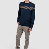 Bluză bărbați bleumarin cu dungi contrastante