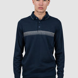 Bluză polo bărbați bleumarin cu bandă contrast