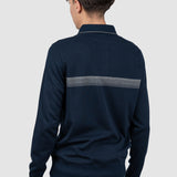 Bluză polo bărbați bleumarin cu bandă contrast