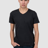 Tricou bărbați negru cu decolteu în V stretch