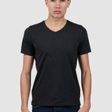 Tricou bărbați negru cu decolteu în V stretch