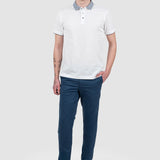 Pantaloni bărbați slim fit bleumarin din bumbac elastic