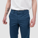Pantaloni bărbați slim fit bleumarin din bumbac elastic