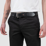 Pantaloni bărbați slim fit negri din bumbac elastic