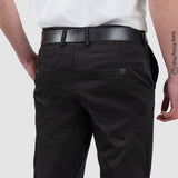 Pantaloni bărbați slim fit negri din bumbac elastic