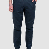Pantaloni bărbați slim fit bleumarin din bumbac și in