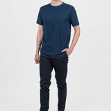 Pantaloni bărbați slim fit bleumarin din bumbac stretch
