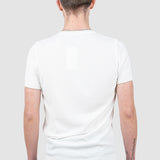 Tricou bărbați alb tricot fin cu tiv elastic și guler rotund