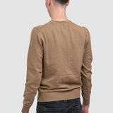 Pulover bărbați cu guler rotund, tricot fin, maro