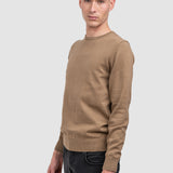 Pulover bărbați cu guler rotund, tricot fin, maro