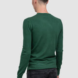 Pulover bărbați cu guler rotund, tricot fin, verde