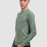 Pulover bărbați cu guler rotund, tricot fin, verde mentă