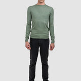 Pulover bărbați cu guler rotund, tricot fin, verde mentă