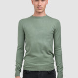 Pulover bărbați cu guler rotund, tricot fin, verde mentă