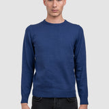 Pulover bărbați cu guler rotund, albastru