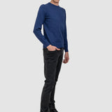 Pulover bărbați cu guler rotund, albastru