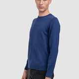 Pulover bărbați cu guler rotund, albastru