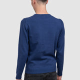 Pulover bărbați cu guler rotund, albastru