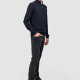 Pulover bărbați cu guler înalt și fermoar, bleumarin