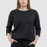 Compleu femei negru cu top lejer și pantaloni drepți tricot