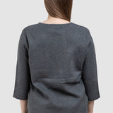 Compleu femei gri cu top lejer și pantaloni drepți tricot