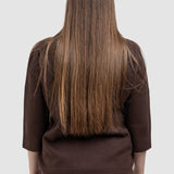 Compleu femei maro cu top lejer și pantaloni drepți tricot