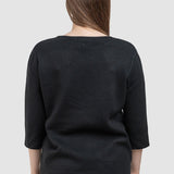 Compleu femei negru cu top lejer și pantaloni drepți tricot