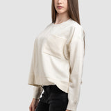 Bluză femei cu textură reliefată și buzunar aplicat, alb