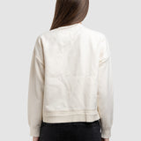 Bluză femei cu textură reliefată și buzunar aplicat, alb