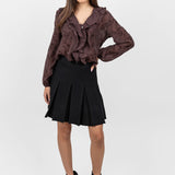 Fustă femei plisată cu talie elastică și croială evazată negru