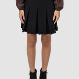 Fustă femei plisată cu talie elastică și croială evazată negru