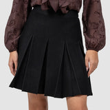 Fustă femei plisată cu talie elastică și croială evazată negru