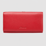 Portofel femei din piele naturală texturată cu clapă, bordo