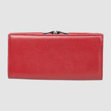 Portofel femei din piele naturală texturată cu clapă, bordo