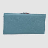Portofel femei din piele naturală texturată cu clapă, blue
