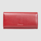 Portofel femei din piele naturală texturată cu clapă, bordo