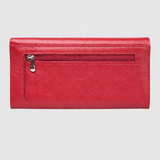 Portofel femei din piele naturală texturată cu clapă, bordo