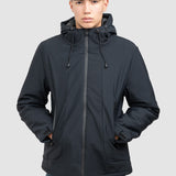 Geacă bărbați cu glugă și croială dreaptă, negru