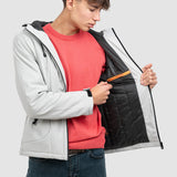 Geacă bărbați cu glugă și fermoar frontal, gri deschis