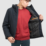 Geacă bărbați cu glugă și croială dreaptă, negru