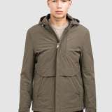 Geacă bărbați cu glugă și croială dreaptă, kaki