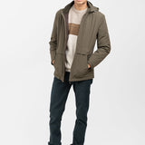 Geacă bărbați cu glugă și croială dreaptă, kaki